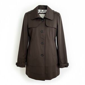 GUESS Women's BLACK Trench Coat with Contemporary 3 Tiered Bottom - MEDIUM
